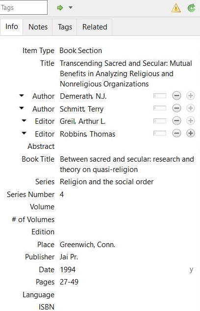 Entry in a literature database